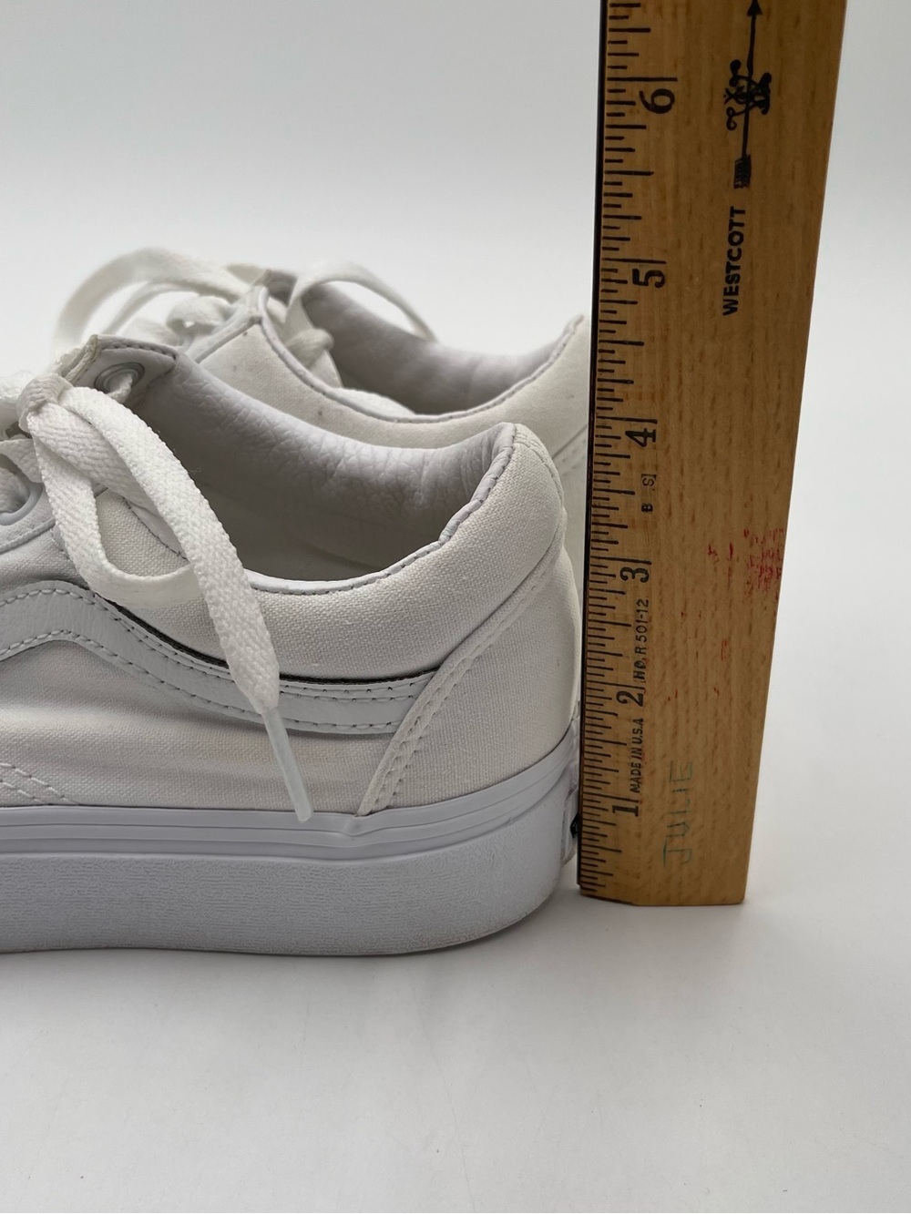 VANS Old Skool Platform White Shoes Women’s Size 7 Unisex Skate Sneakers Casual - Picture 13 of 13
